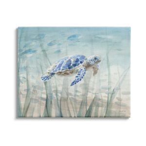 Stupell Industries Baby Sea Turtle Blue Speckled Aquatic Animal Ocean, 40 x 30, Design by Danhui Nai