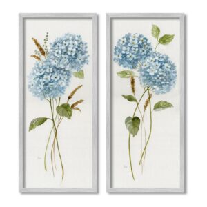 Stupell Industries Blue Hydrangea Long Stems Soft Vintage Florals, 10 x 24,Design by Nan