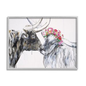 Stupell Industries Country Cattle Kiss Abstract Rustic Farm Animal Couple, 20 x 16, Design by Kamdon Kreations