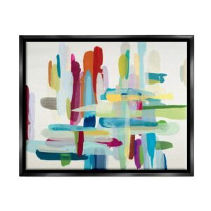Stupell Industries Colorful Cross Hatch Abstraction Jet Black Framed Floating Canvas Wall Art, 16x20, by Randy Hibberd