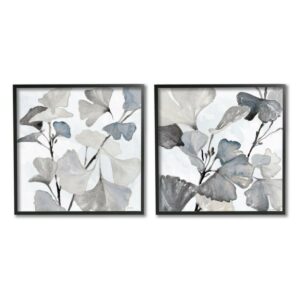 Stupell Industries Elegant Monochromatic Plant Leaves Botanical Illustration , 12 x 12, Design by Lanie Loreth
