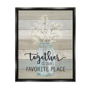 Stupell Industries Guests Feel At Home Jet Black Framed Floating Canvas Wall Art, 16x20, by Lettered and Lined