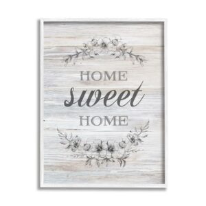 Stupell Industries Home Sweet Home Floral Stencil Ornament Rustic Sign,16 x 20, Design by Bluebird Barn