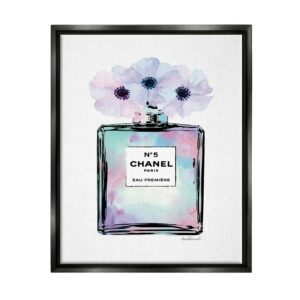 Stupell Industries Purple Flower Perfume Glam Fashion Design Jet Black Framed Floating Canvas Wall Art, 16x20, by Amanda Greenwood
