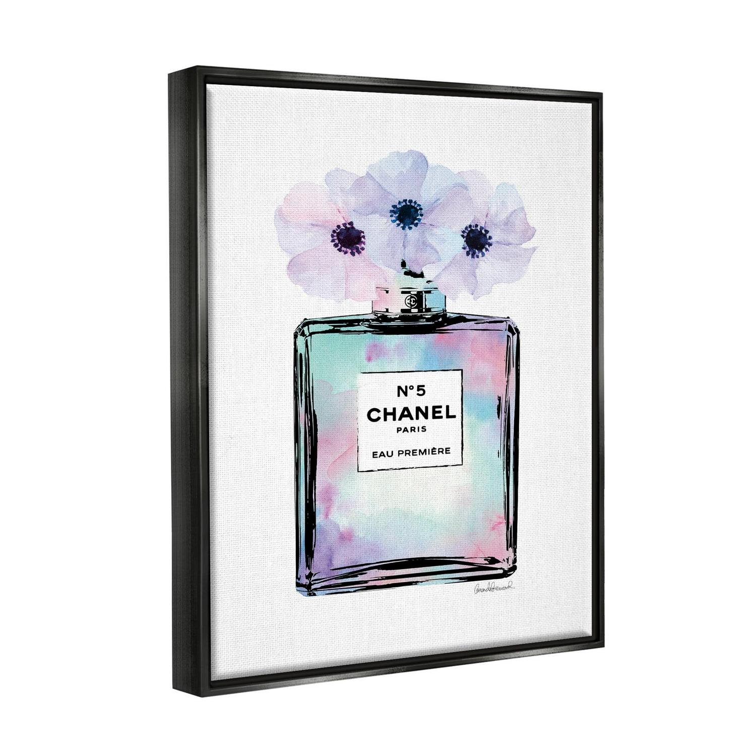 Stupell Industries Purple Flower Perfume Glam Fashion Design Jet Black Framed Floating Canvas Wall Art, 16x20, by Amanda Greenwood - Image 3