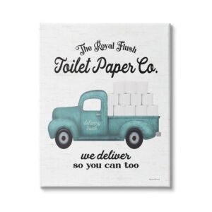 Stupell Industries Royal Flush Toilet Paper Co. Blue Farmhouse Truck, 36 x 48, Design by Lettered and Lined