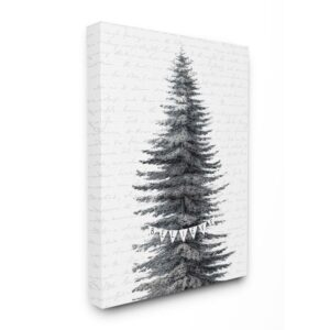 Stupell Industries Snow Covered Christmas Tree Believe Holiday Word DesignCanvas Wall Art By Artist Lettered and Lined