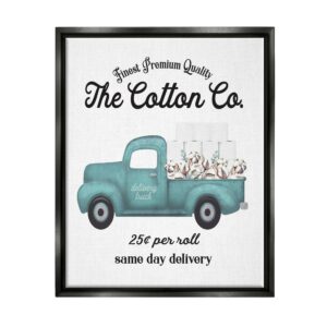 Stupell Industries Toilet Paper Cotton Co Delivery Truck Bathroom Word Design Jet Black Framed Floating Canvas Wall Art, 16x20, by Lettered and Lined