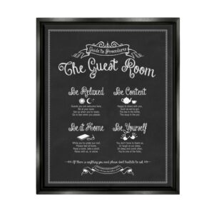 Stupell Industries The Guest Room Guide Jet Black Framed Floating Canvas Wall Art, 16x20, by Lettered and Lined