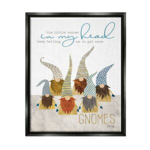 Stupell Industries Voices Inside My Head Home Gardener Gnome Quote Jet Black Framed Floating Canvas Wall Art, 16x20, by Marla Rae