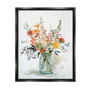 Stupell Industries Warm Summer Meadow Floral Bouquet Still Life Painting Jet Black Framed Floating Canvas Wall Art, 16x20, by Carol Robinson