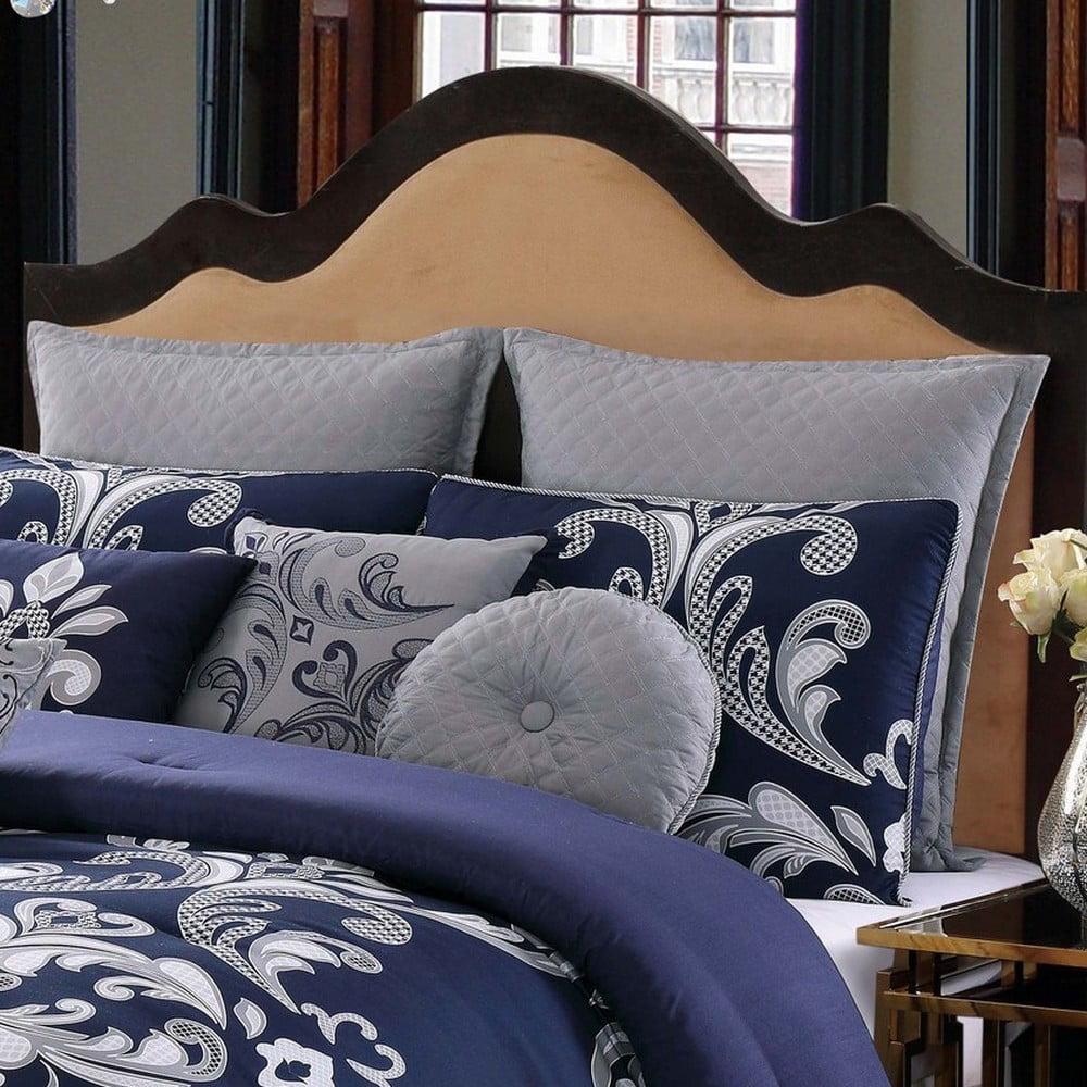 Style 212 Dolce 100% Microfiber Polyester 10 Piece Queen Comforter Set in Silver and Navy, All Season, Adult Size, OEKO-TEX Certified - Image 5