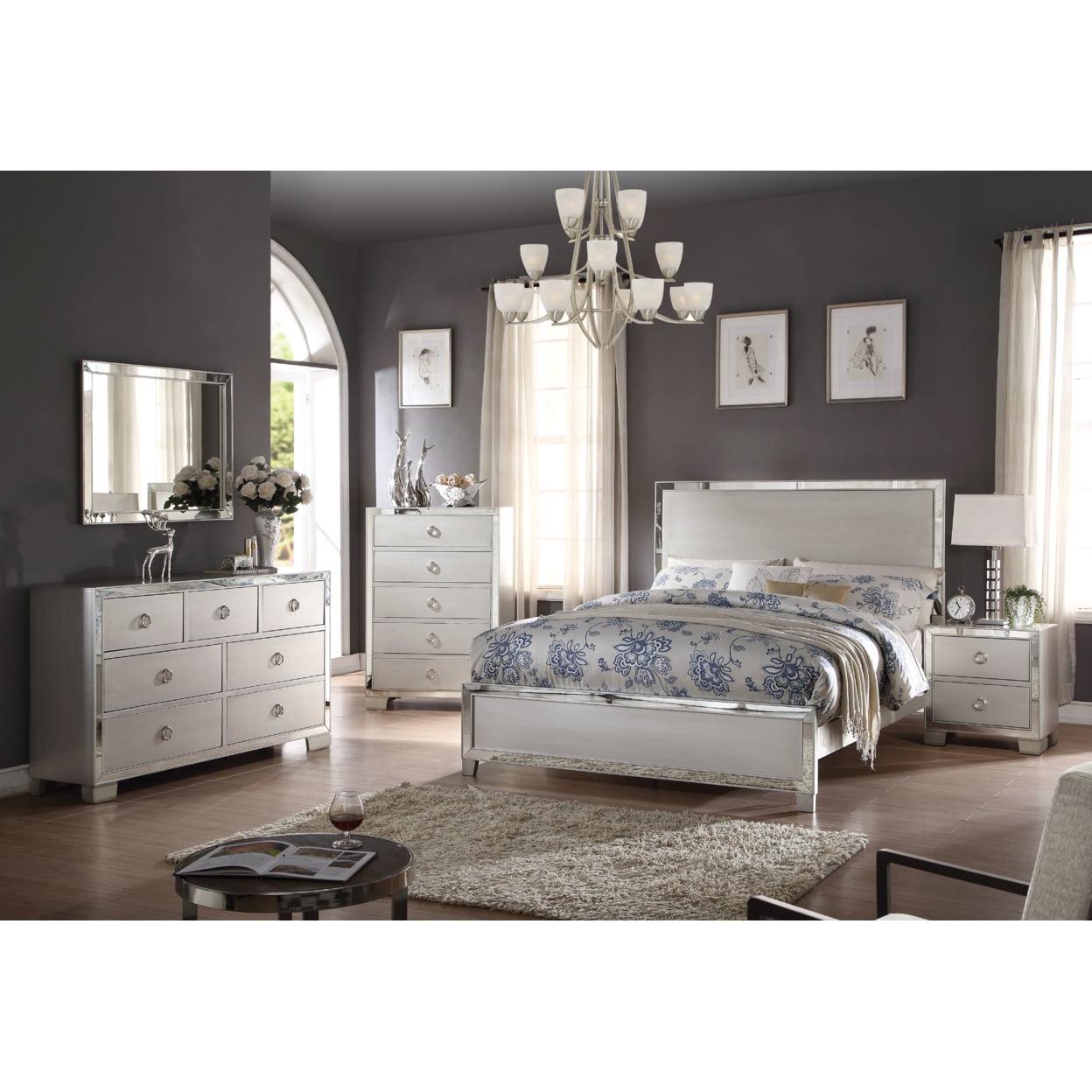 Acme Furniture ACME Voeville II Queen Bed, Platinum (1Set/3Ctn)