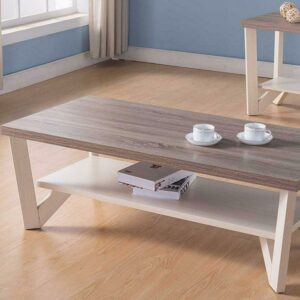 Stylish Center Display Coffee Table, Brown and White- Saltoro Sherpi