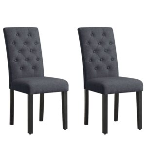 Subrtex Fabric Upholstered Dining Chairs Set of 2, Modern Kitchen and Dining Room Chairs, Dark Grey