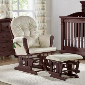 Suite Bebe Mason Glider & Ottoman, Espresso Finish with Beige Cushions