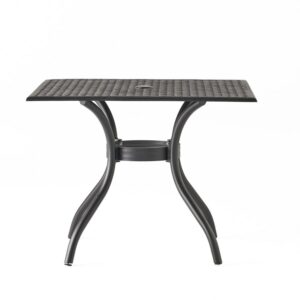 Sullivan Outdoor Cast Aluminum Square Dining Table, Black Sand