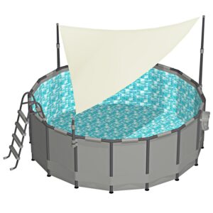 Summer Waves Canopy for Pools, for 20-24 ft Above Ground Frame Pool, Pool Accessory, for Adults, Unisex, Round, Cool Gray, Outdoor Use