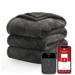 Sunbeam Loftec Wi-Fi Connected Electric Heated Blanket, Slate, Full