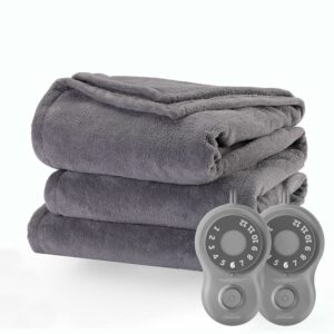 Sunbeam Microplush Electric Heated Blanket, Ultimate Gray, Queen
