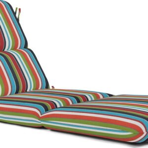 Casual Cushion Stripe Sunbrella® Fabric 1-Piece Outdoor Chaise Cushion, 22.5"W x 74"L, Carousel Confetti