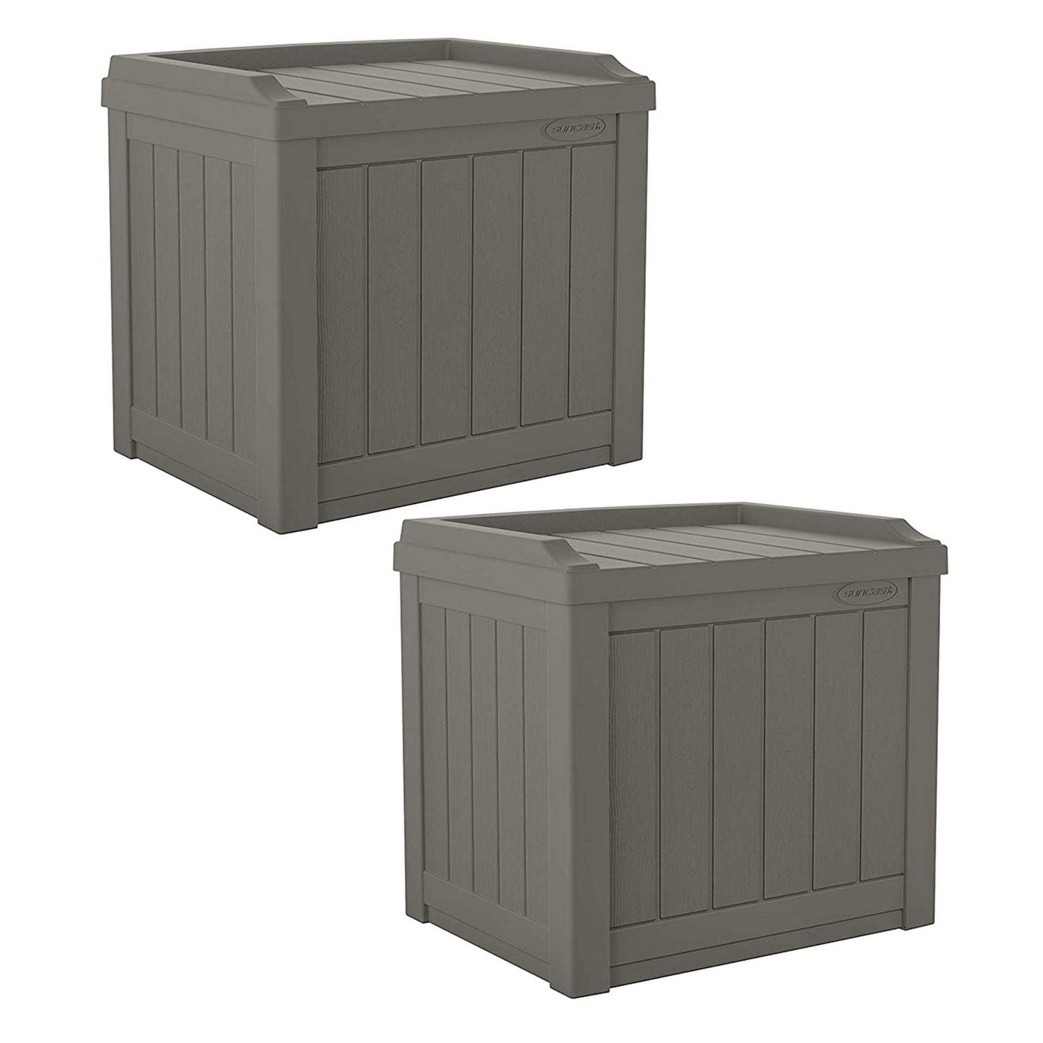 Suncast 22-Gal Double-Duty Outdoor Storage Box and Seating Solution, 2-Pack