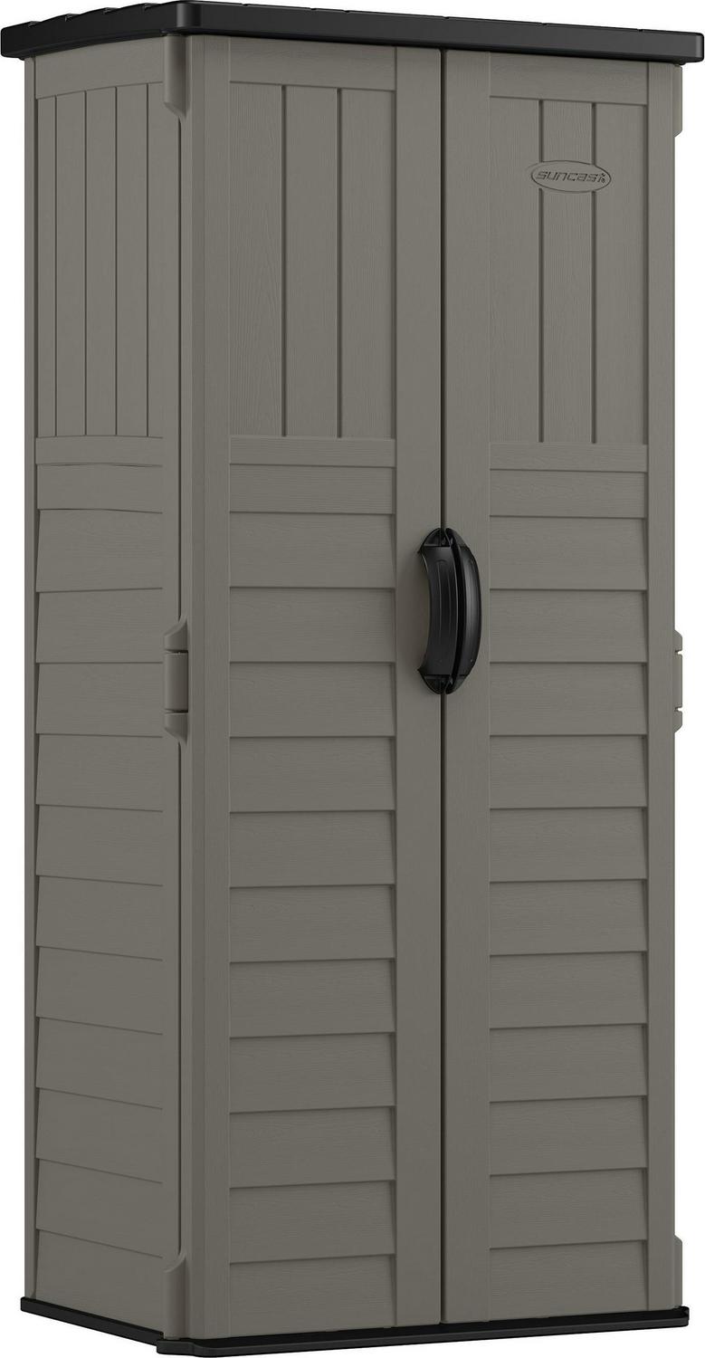 Suncast Outdoor Resin Storage Shed with Customizable Shelves, 5' 9" x 2' 3" x 1' 8.25", Stoney Gray