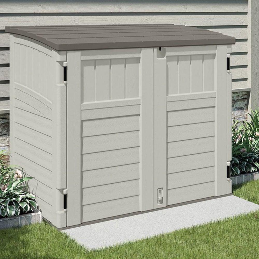 Suncast 34 Cubic Feet Horizontal Backyard Storage Stow Away Shed, Ivory (4 Pack) - Image 5