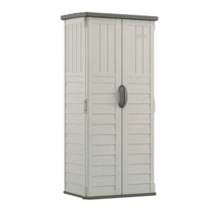 Suncast 22 cu. ft. Weather-Resistant Resin Vertical Outdoor Storage Shed, Light Taupe