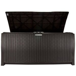 Suncast Resin 99-Gal Capacity Deck Box, Patio, Mocha Brown, DBW9200 52 in D x 27.5 in H x 27.6 in W