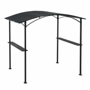 Sunjoy 5 ft. x 8 ft. Black Steel Frame Soft Top Grill Gazebo with Arch Canopy for Outdoor, Patio, Garden, Backyard Activities