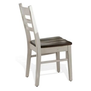 Sunny Designs Carriage House 18" Wood Ladderback Chair in White/Dark Brown