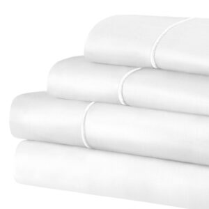 Superior 4-Piece Cotton 1500 Thread Count White Sheet Set, King
