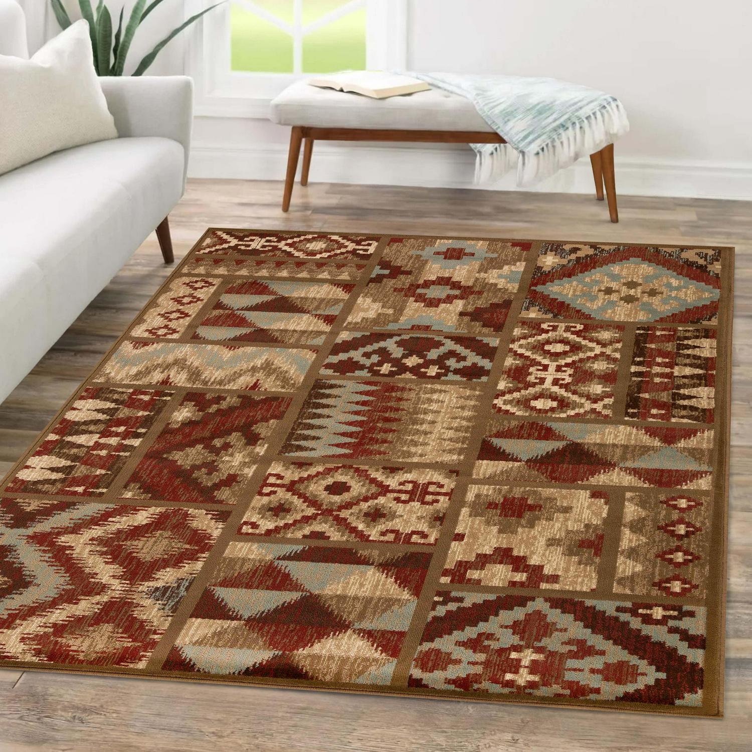 Superior Modern, Rustic, Farmhouse Color Block Geometric Area Rug, 8' x 10' - Image 2