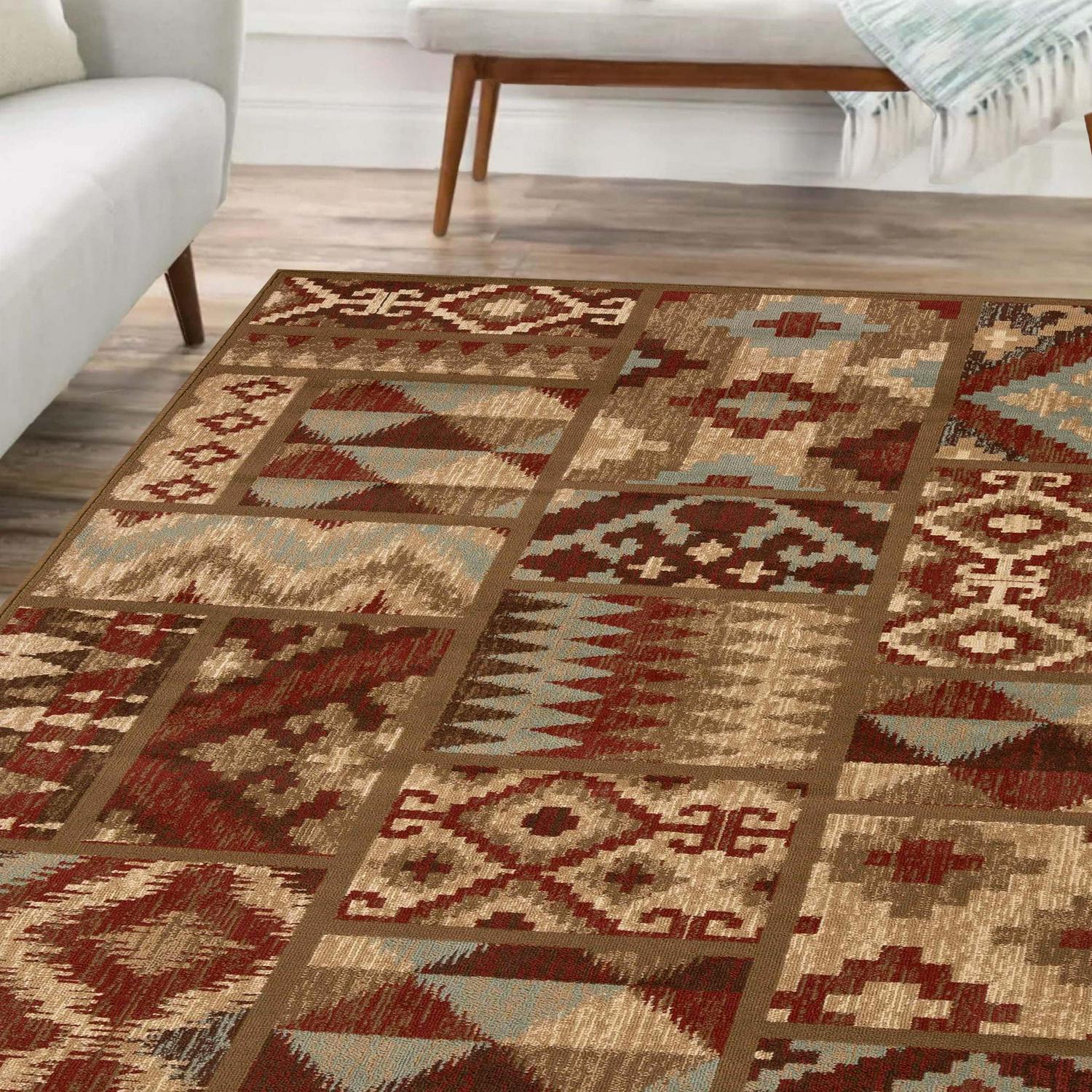 Superior Modern, Rustic, Farmhouse Color Block Geometric Area Rug, 8' x 10' - Image 5