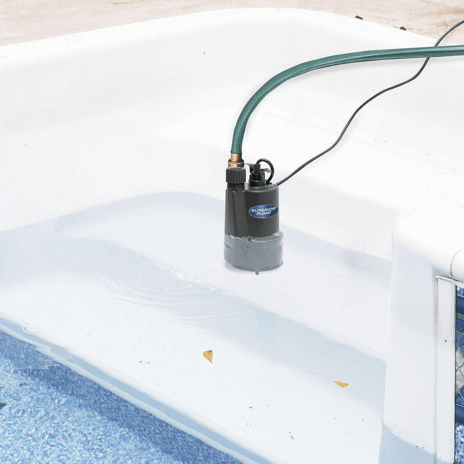 Superior Pump 91330 1/3 HP Thermoplastic Submersible Multi Use Pool Hot Tub Pump with 10-Foot Cord - Image 6