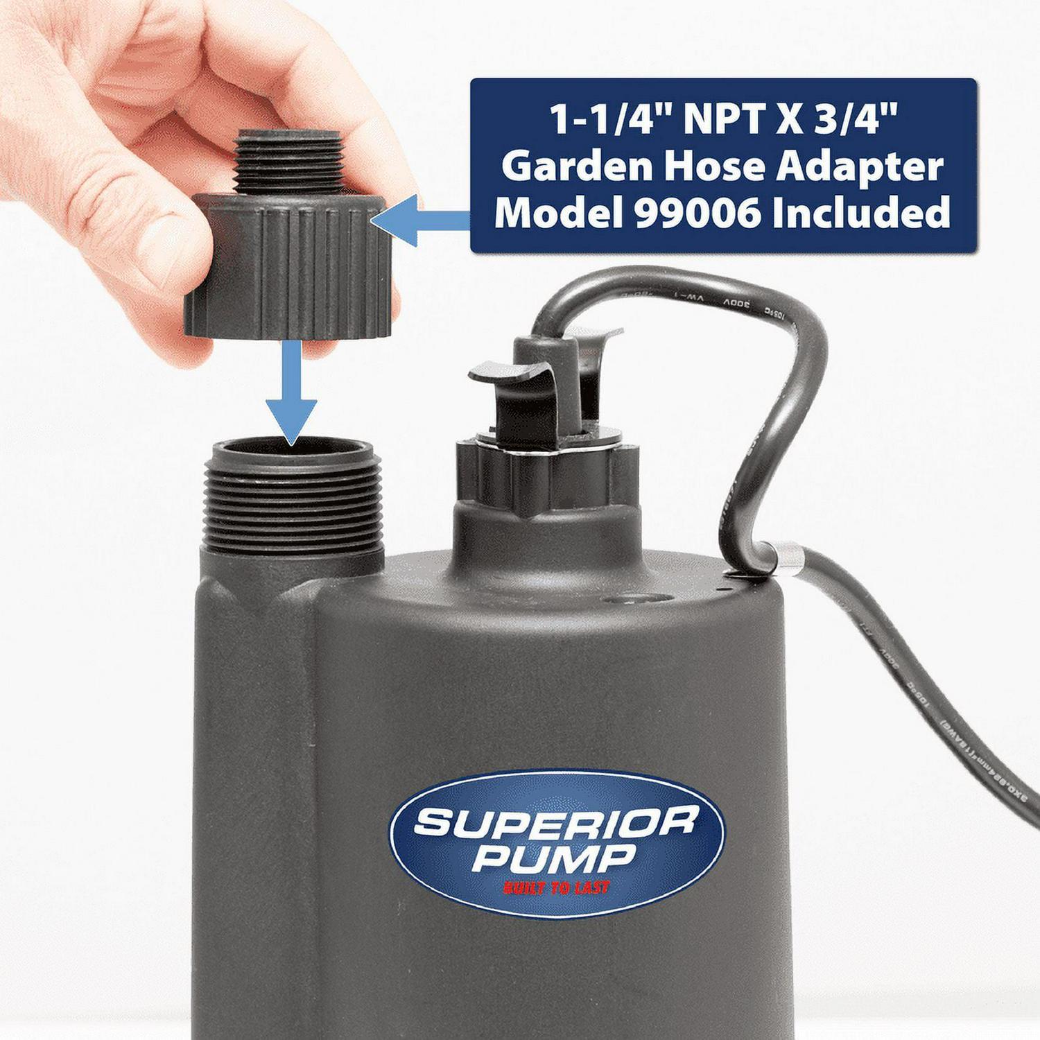 Superior Pump 91330 1/3 HP Thermoplastic Submersible Multi Use Pool Hot Tub Pump with 10-Foot Cord - Image 7