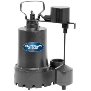 Superior Pump 92541, 1/2 HP, 4.9 Amps, 115 V, Black Electric Water Sump Pump