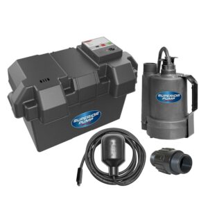 Superior Pump 92900 12V Battery Back up Submersible Utility Water Sump Pump with Tethered Switch