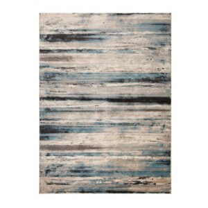 Superior Taia Striped Damask Indoor Area Rug, 8' x 10', Cream/ Blue