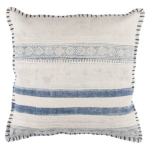 Surya Lola Medium Throw Pillow - Cream - Navy & Pale Blue