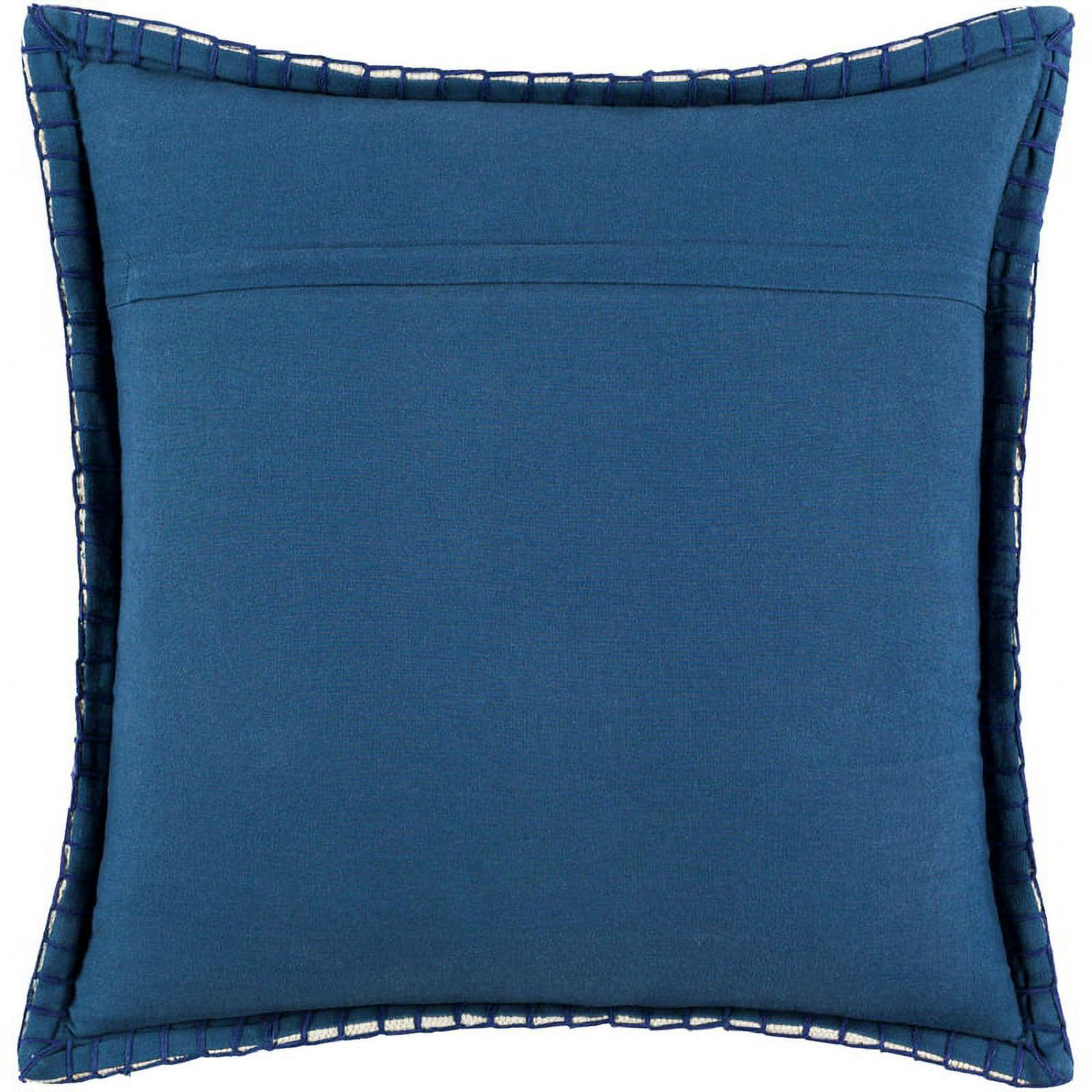 Surya Lola LL-006 20"Hx20"W Square Cotton Pillow Kit in Navy/Cream/Pale Blue - Image 3