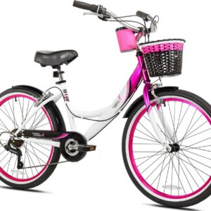 Susan G. Komen 24 In. Multi-Speed Cruiser Girl's Bike, Pink, White and Black