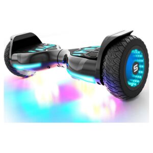 Swagtron Warrior XL Off-Road Hoverboard, 250 lb Weight Limit, Music-Synced Bluetooth LED Lights, 8 Inch Infinity Wheels, 8 Mph, LiFePo Battery UL-Compliant