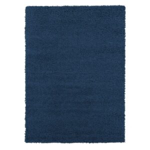 Sweet Home Stores Cozy Solid 5x7 Indoor Shag Area Rug, 5'3" x 6'11", Navy