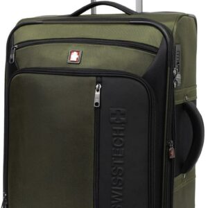 SwissTech Urban Trek 28" Check Soft Side Luggage, Olive ( Exclusive), Dimensions (with wheels): 32"H x 21.25"W x 13.75"D