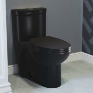 Swiss Madison Sublime Matte Black Ceramic Elongated 12in, 1.1/1.6 GPF Toilet
