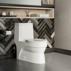 Swiss Madison Virage White Ceramic Elongated 12in, 1.1/1.6 GPF Toilet