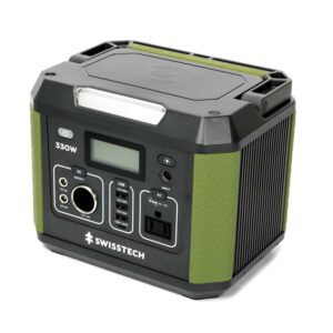 Swiss Tech 330W portable power station 288Wh solar generator for camping & emergency use