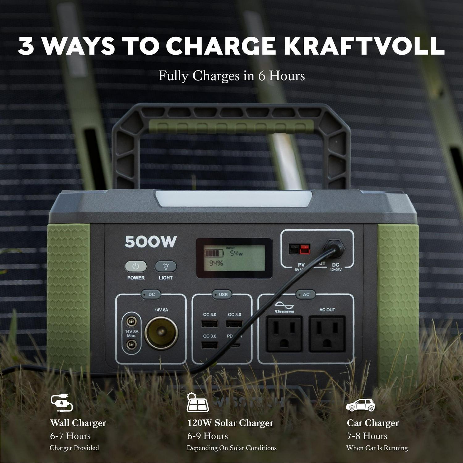 Swiss Tech 500W portable power station 519Wh solar compatible battery for outdoor & emergency use - Image 8